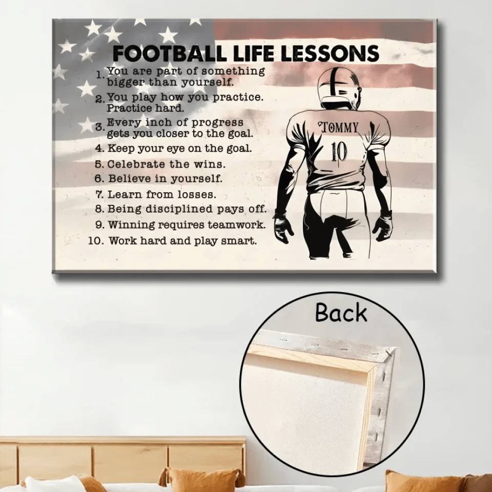 Football Life Lessons - Personalized Canvas, Gift for Football Players 736931 - 736944 - DiyGiftly
