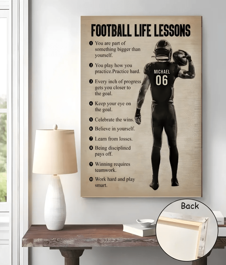 Football Life Lessons Personalized Canvas Print, Football Poster Print, Football Custom Gift For Boy Man 738665 - 738669 - DiyGiftly