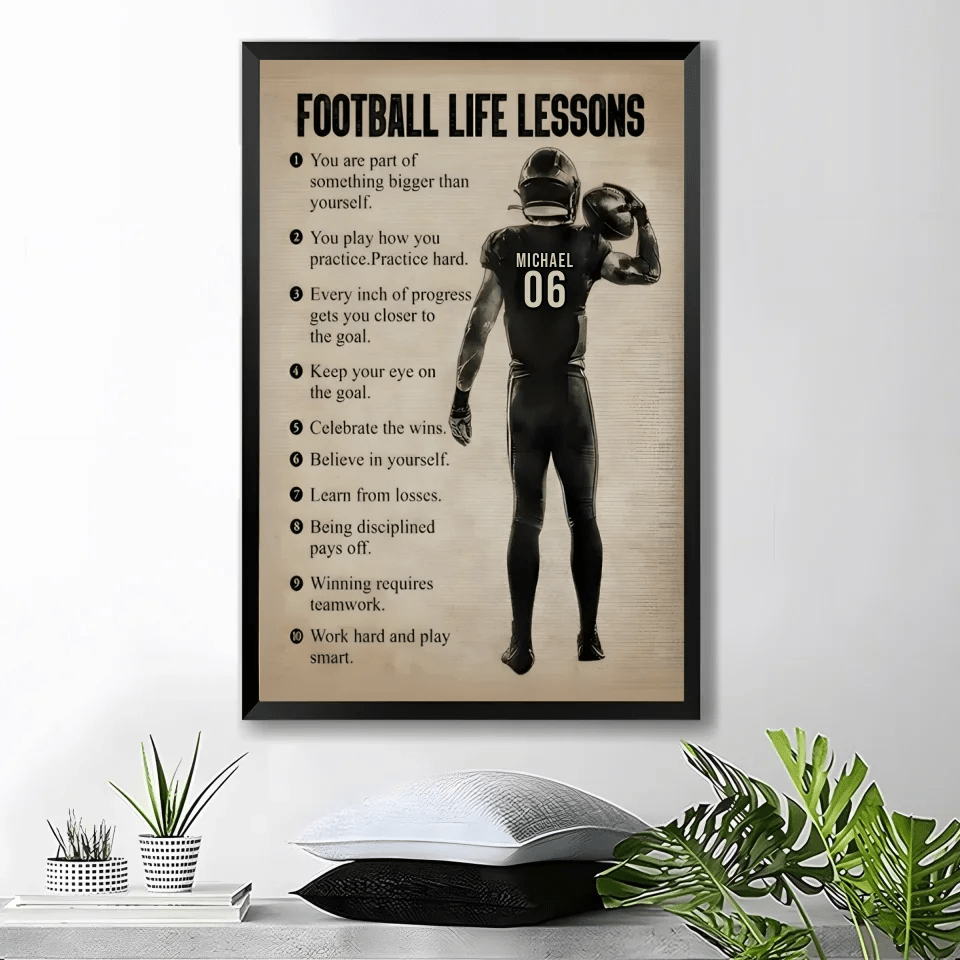 Football Life Lessons Personalized Canvas Print, Football Poster Print, Football Custom Gift For Boy Man 738665 - 738669 - DiyGiftly