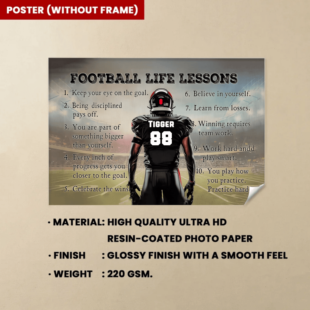 Football Life Lessons Personalized Canvas Print, Football Poster Print, Football Gift For Boy Man 738652 - 738654 - DiyGiftly