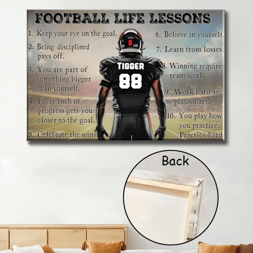Football Life Lessons Personalized Canvas Print, Football Poster Print, Football Gift For Boy Man 738652 - 738654 - DiyGiftly