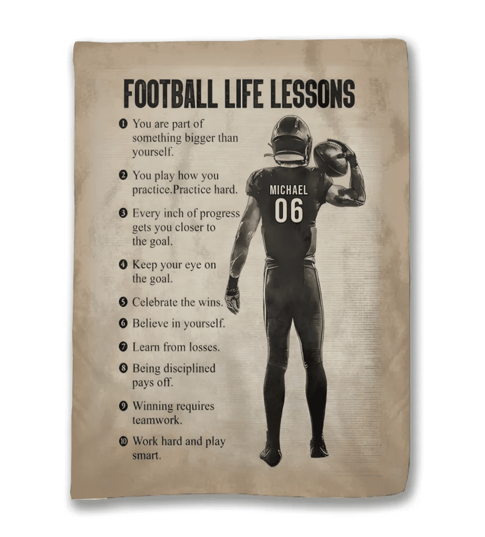 Football Life Lessons Personalized Football Blanket, Football Custom Gift For Boy Man 738673 - M - DiyGiftly