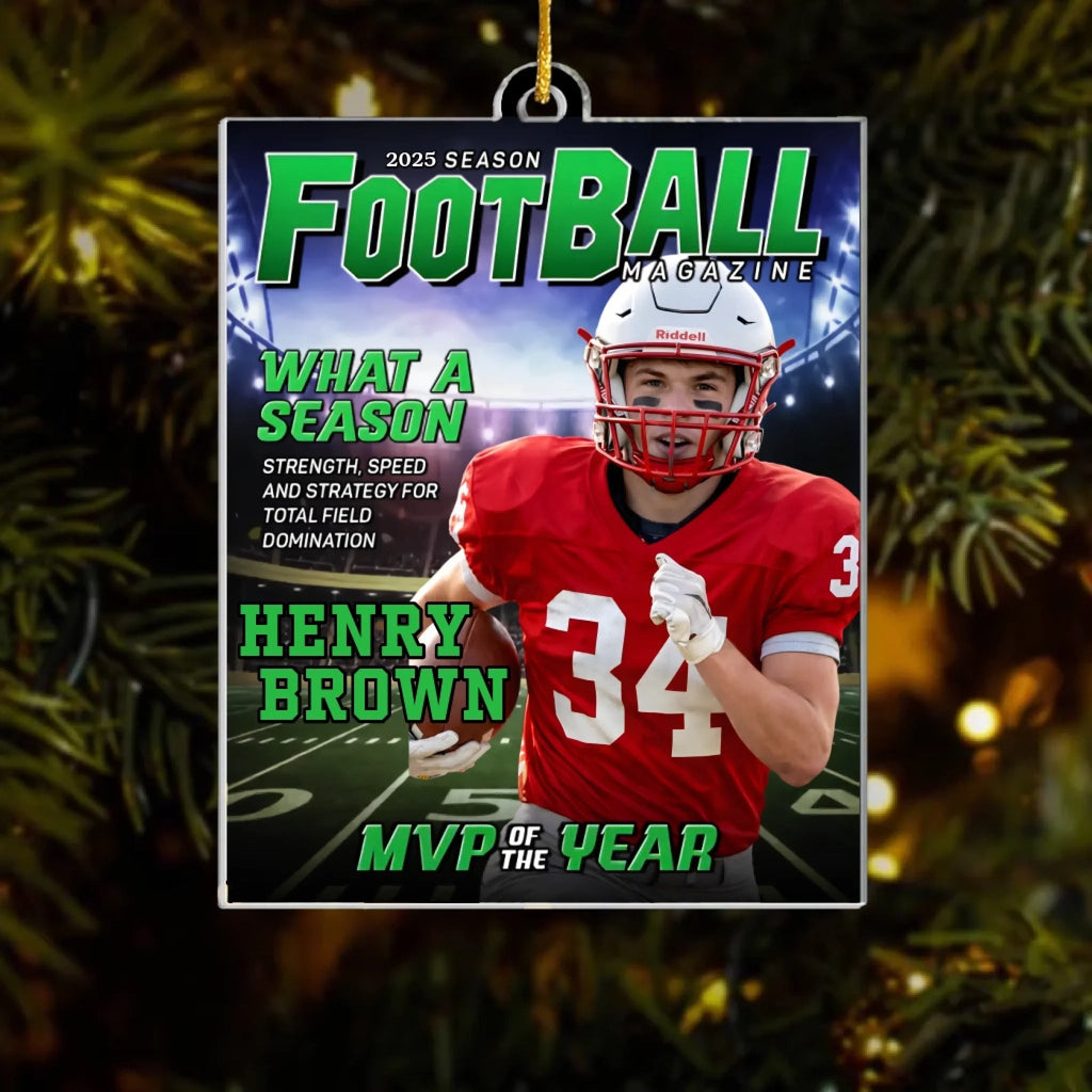 Football Lover Acrylic Photo Magazine Ornament – Personalized Photo Christmas & Birthday Gift 1074339 - DiyGiftly