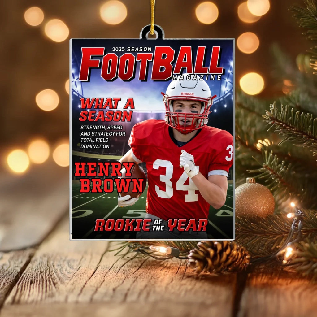 Football Lover Acrylic Photo Magazine Ornament – Personalized Photo Christmas & Birthday Gift 1074339 - DiyGiftly