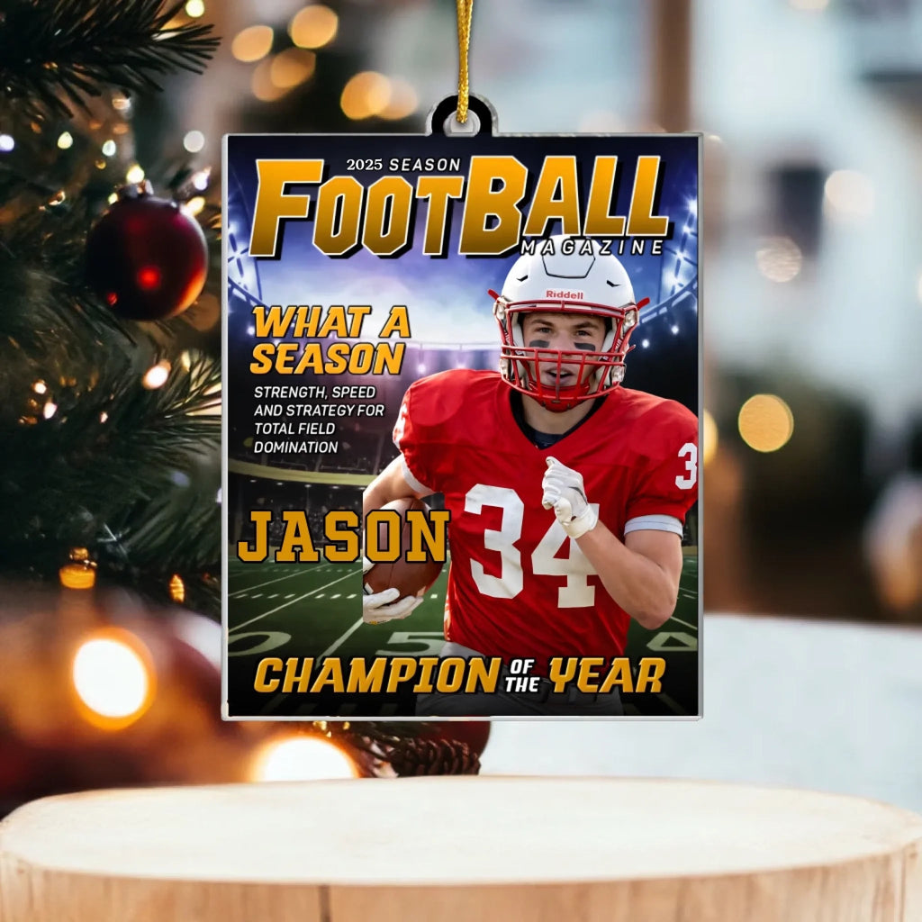 Football Lover Acrylic Photo Magazine Ornament – Personalized Photo Christmas & Birthday Gift 1074339 - DiyGiftly