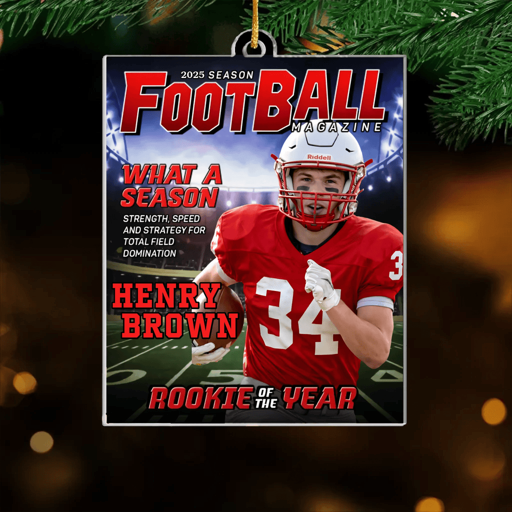 Football Lover Acrylic Photo Magazine Ornament – Personalized Photo Christmas & Birthday Gift 1074339 - DiyGiftly