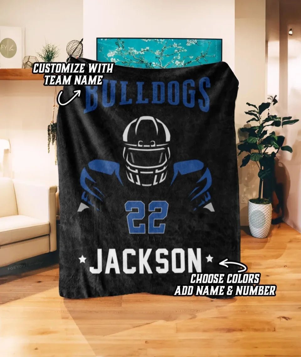 Football Player - Custom Name Blanket Personalized - Multiple Sizes & Styles - Gift for Football Players - Personalized Fan Gear 738656 - DiyGiftly
