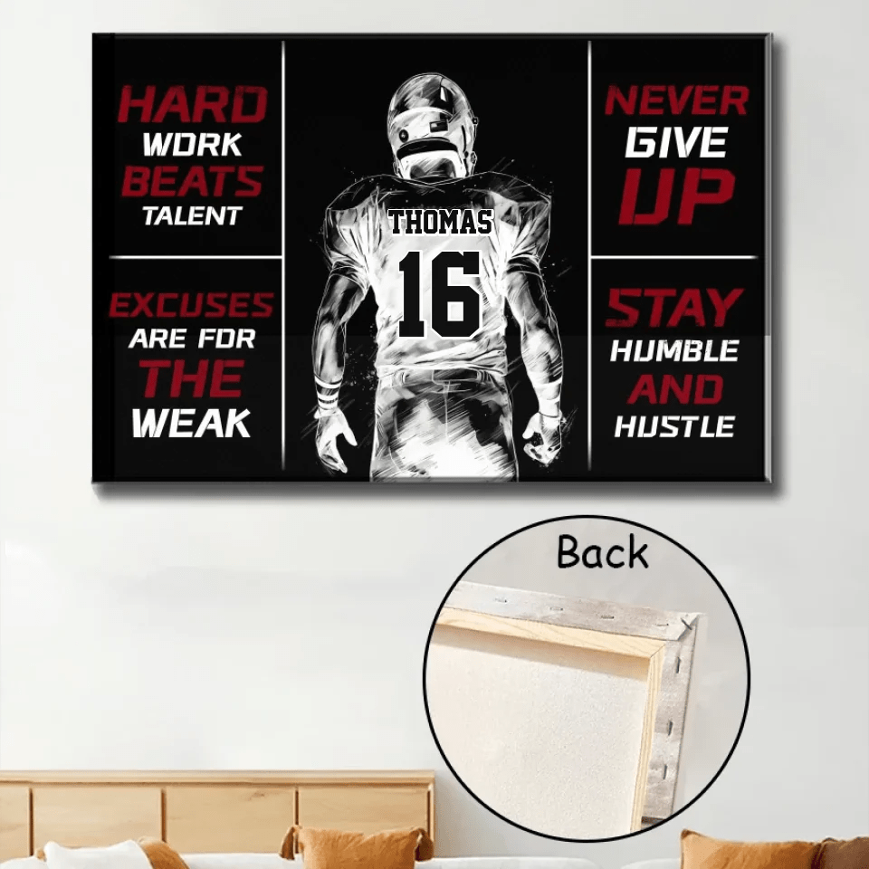 Football Player Personalized Canvas Poster, Football Lover Gift, Football Inspiration Canvas, Football Player Custom Name and Number Canvas 738853 - 739301 - DiyGiftly