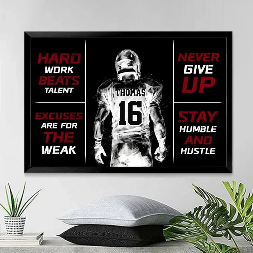Football Player Personalized Canvas Poster, Football Lover Gift, Football Inspiration Canvas, Football Player Custom Name and Number Canvas 738853 - 739301 - DiyGiftly