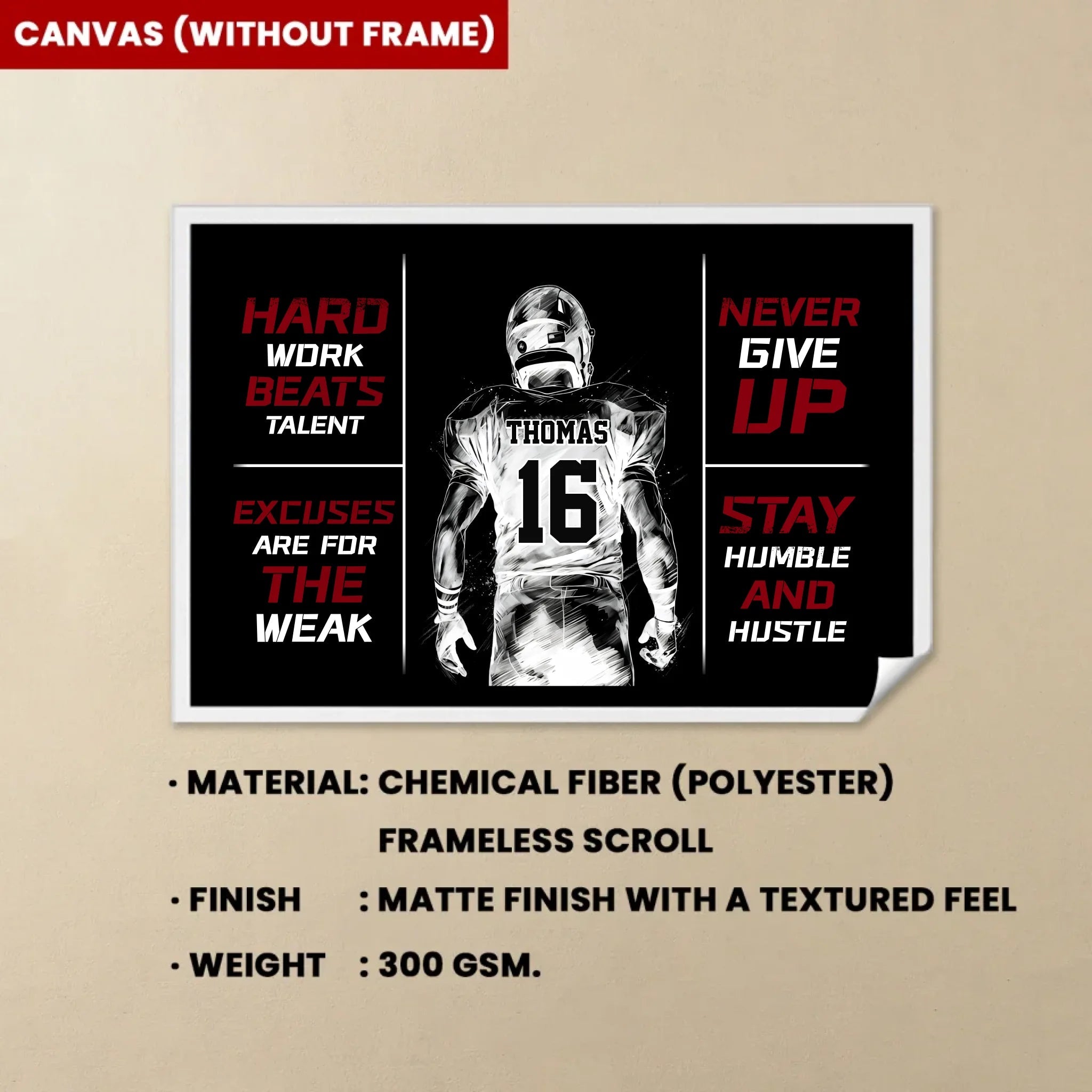 Football Player Personalized Canvas Poster, Football Lover Gift, Football Inspiration Canvas, Football Player Custom Name and Number Canvas 738853 - 739301 - DiyGiftly