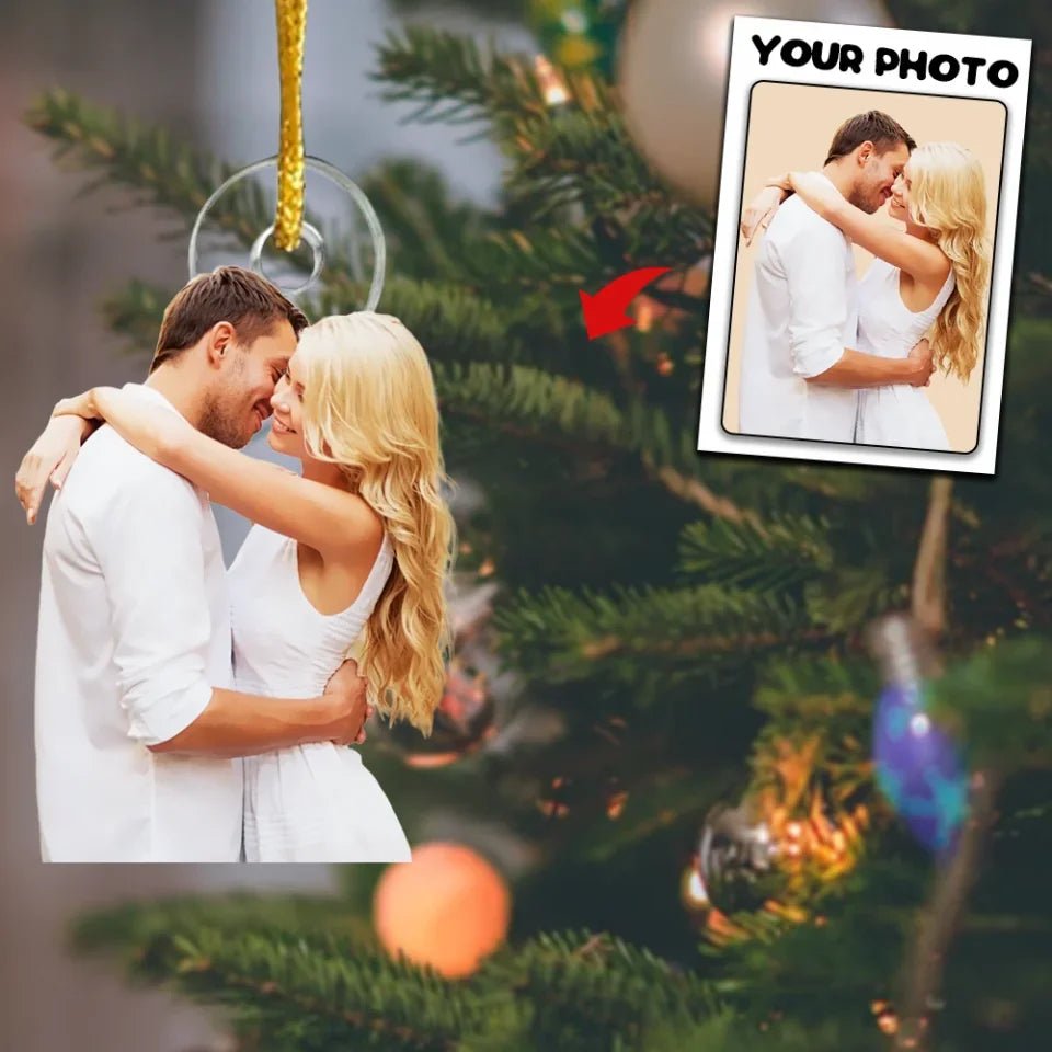 For Lover Custom Photo Pugs And Kisses On This Christmas - For Lover Personalized Custom Ornament - Acrylic Custom Shaped - Christmas Gift For Couple 683458 - DiyGiftly