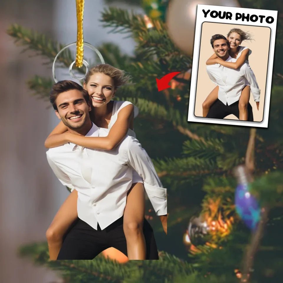 For Lover Custom Photo Pugs And Kisses On This Christmas - For Lover Personalized Custom Ornament - Acrylic Custom Shaped - Christmas Gift For Couple 683458 - DiyGiftly
