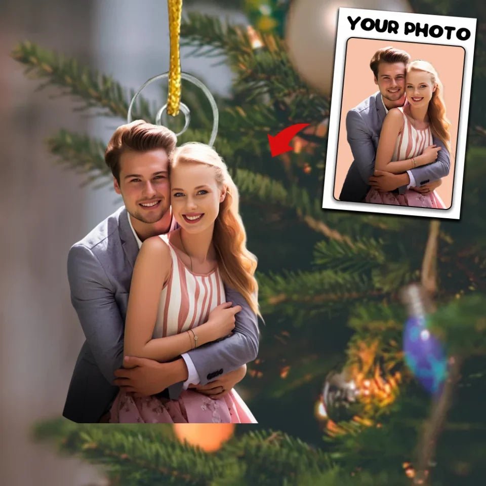 For Lover Custom Photo Pugs And Kisses On This Christmas - For Lover Personalized Custom Ornament - Acrylic Custom Shaped - Christmas Gift For Couple 683458 - DiyGiftly