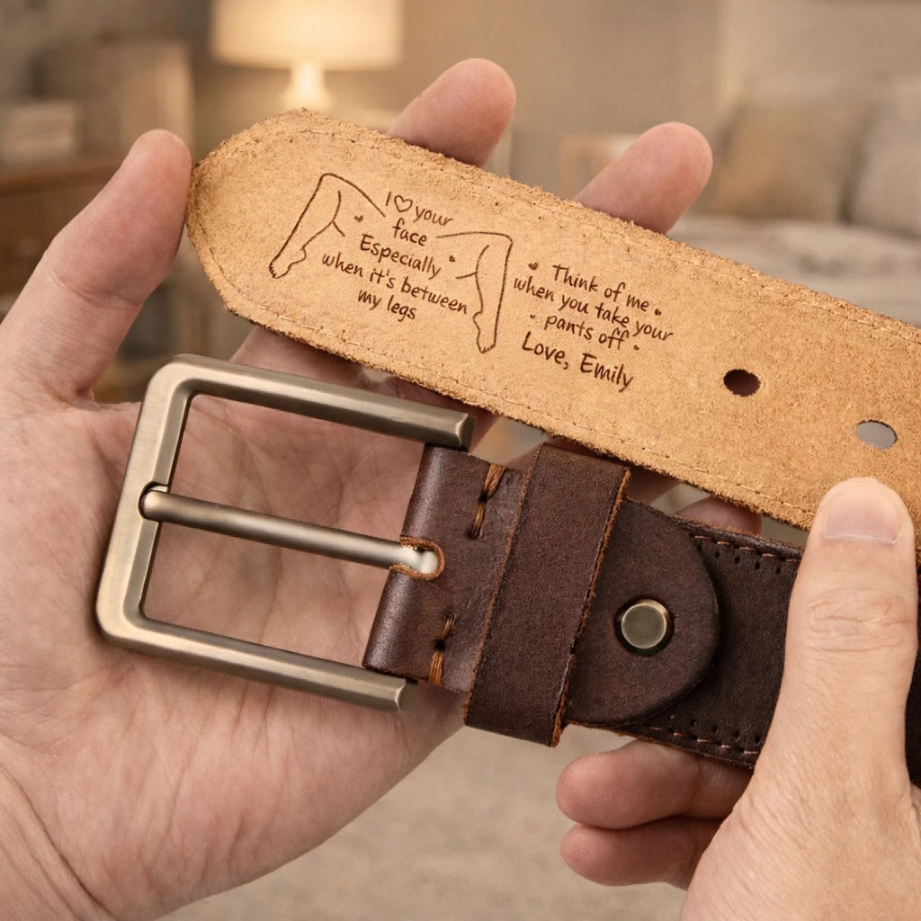 For My Favorite Guy: I Love Your Face (Especially When It's Between My Legs) - Personalized Cowhide Belt 1082408 - DiyGiftly
