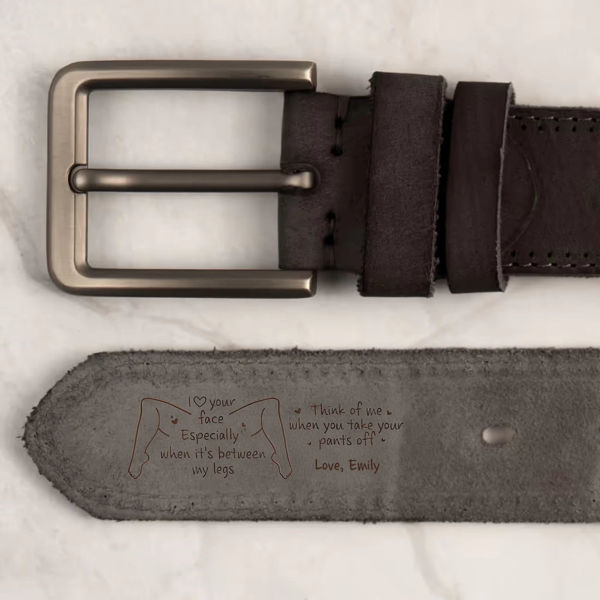 For My Favorite Guy: I Love Your Face (Especially When It's Between My Legs) - Personalized Cowhide Belt 1082408 - DiyGiftly