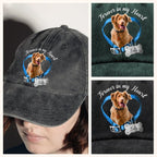 Forever In My Heart Memorial Hat – Custom Photo Washed Denim Baseball Cap, Personalized Remembrance Dad Cap Gift 91556096 - DiyGiftly