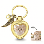 cat keychain with angel wing and paw print