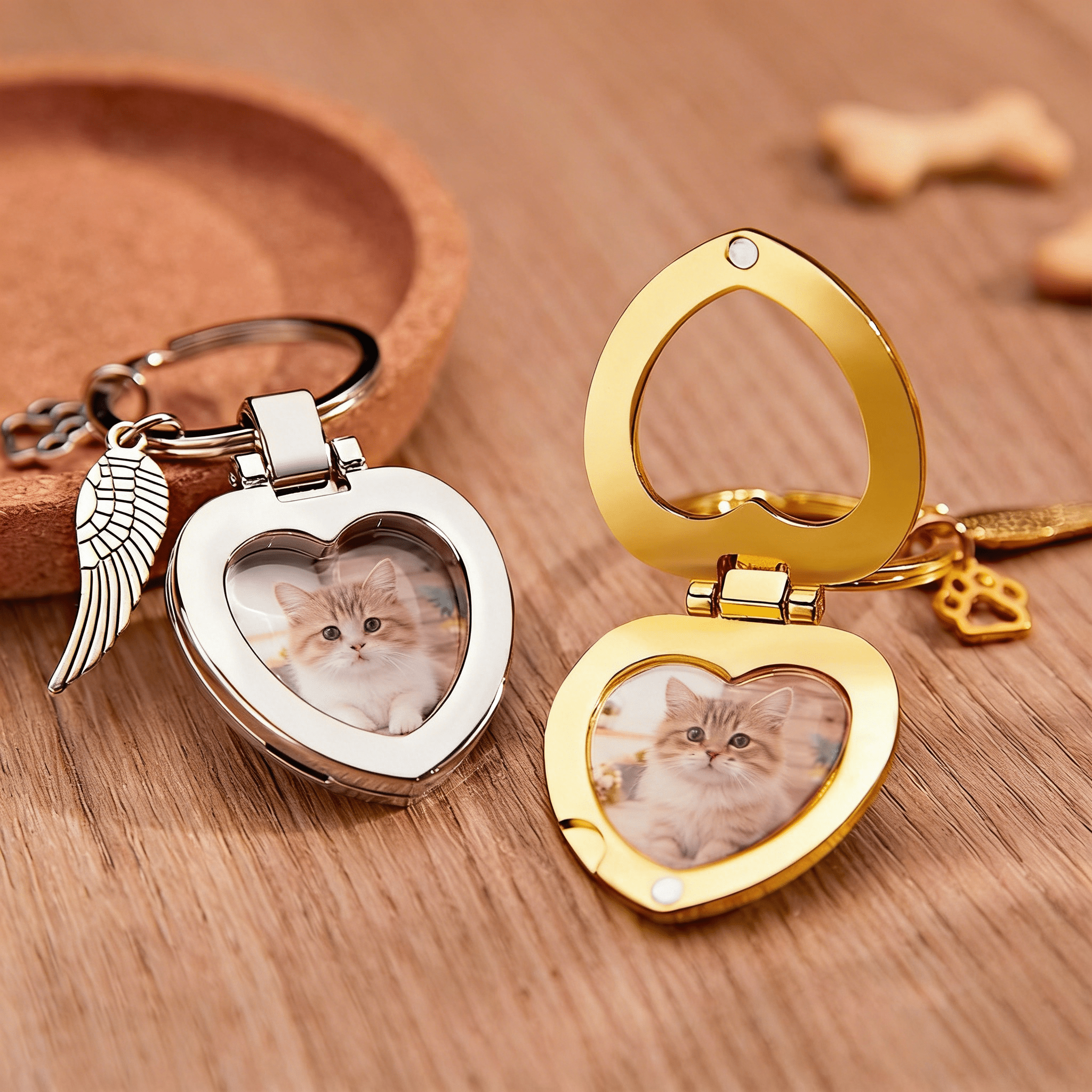 custom photo cat memorial keychain