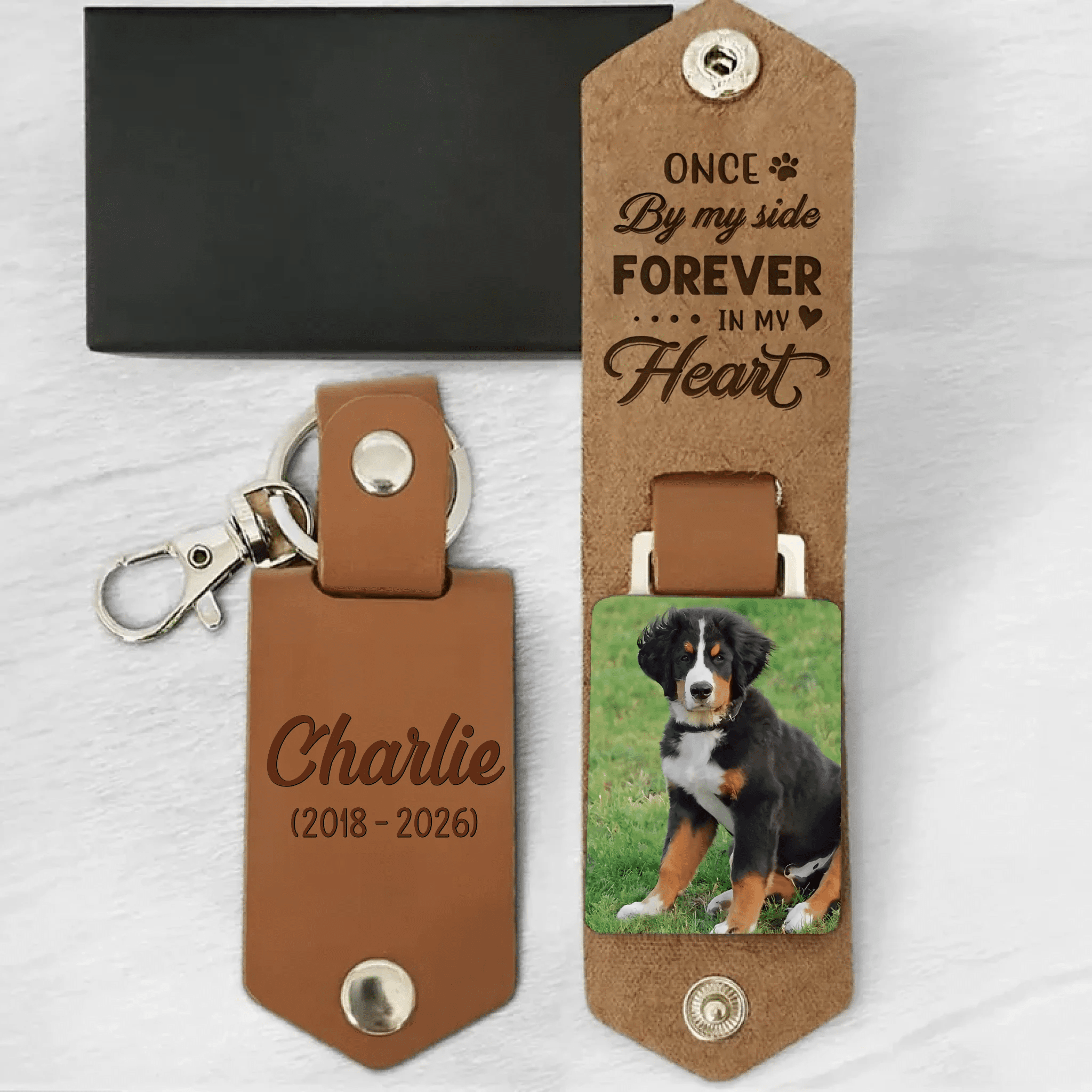 Forever In My Heart - Personalized Leather Photo Keychain - Custom Photo Leather Keyring, Memorial Gift For Loved One, Pet Memorial Keychain, Personalized Sympathy Keepsake For Family And Friends 1081442 - 1081446 - 1081447 - DiyGiftly
