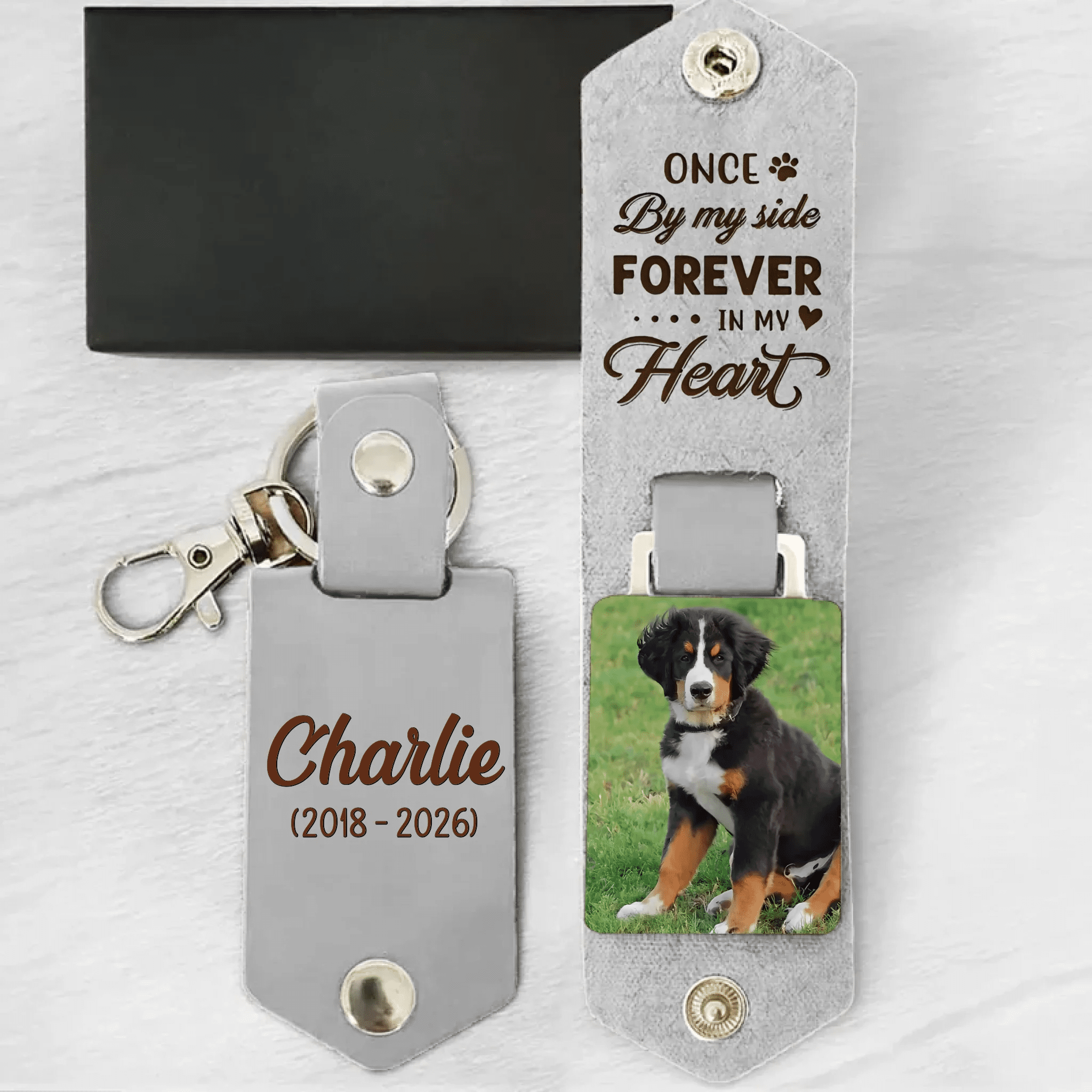 Forever In My Heart - Personalized Leather Photo Keychain - Custom Photo Leather Keyring, Memorial Gift For Loved One, Pet Memorial Keychain, Personalized Sympathy Keepsake For Family And Friends 1081442 - 1081446 - 1081447 - DiyGiftly