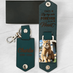 pet loss keepsake personalized leather photo keychain for cat memorial