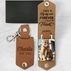 photo remembrance leather keychain