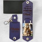 personalized leather photo keychain for cat memorial pet loss keepsake