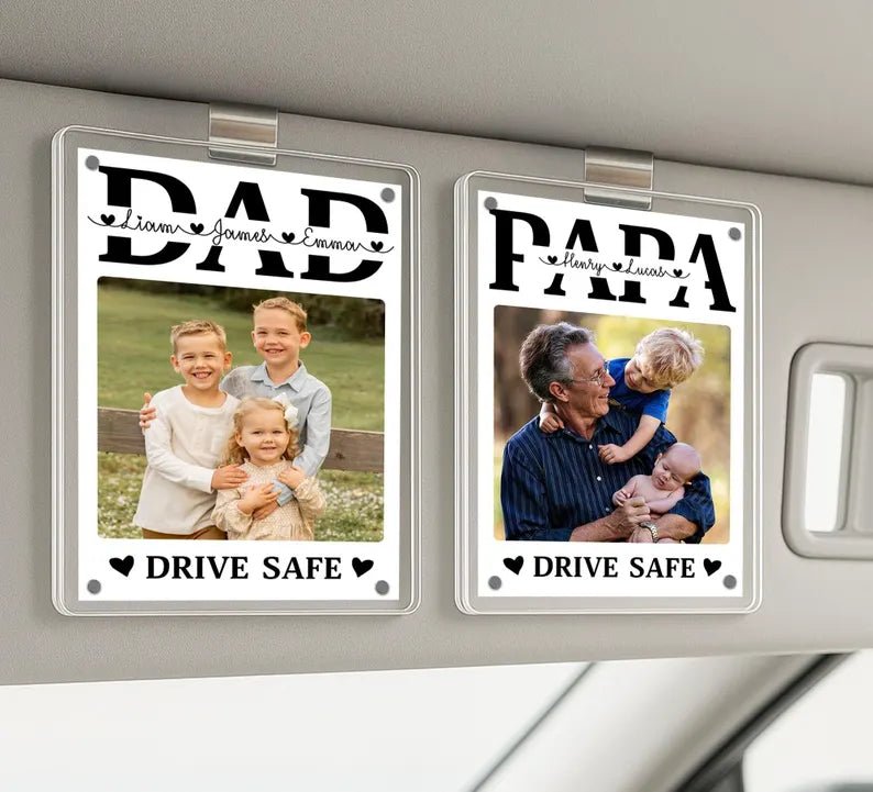 FREE PHOTO Personalized Car Visor Clip for Dad and Papa, Photo Car Visor Clip for Father's Day, New Dad Gifts, New Grandpa Gifts, Car Charm 89790720 - DiyGiftly