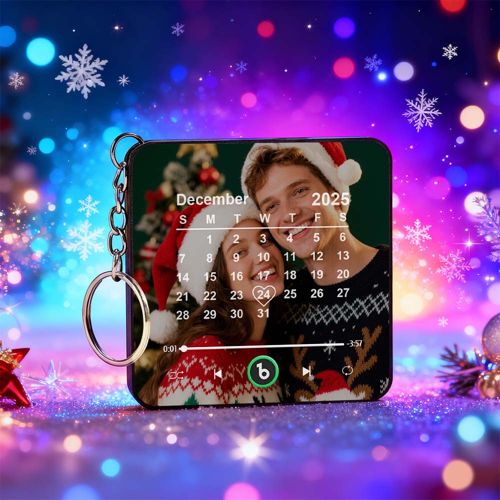 FridgeBeats Custom Photo Calendar Music Keychain Music Box Bag Charm That Plays Music Without Cell Phone Best Gifts for Her - DiyGiftly