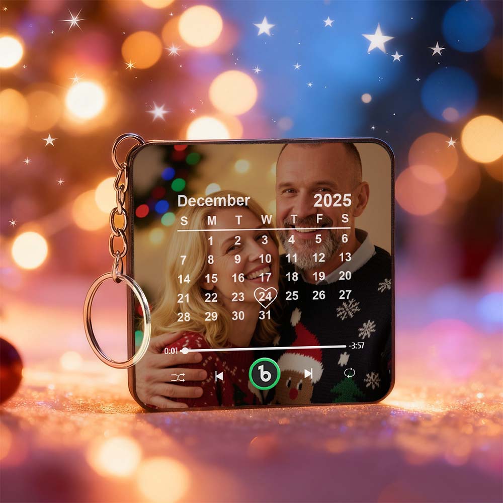 FridgeBeats Custom Photo Calendar Music Keychain Music Box Bag Charm That Plays Music Without Cell Phone Best Gifts for Her - DiyGiftly