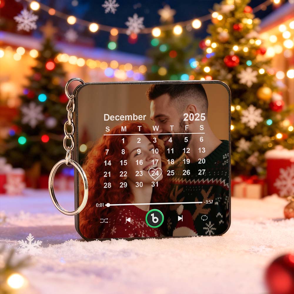 FridgeBeats Custom Photo Calendar Music Keychain Music Box Bag Charm That Plays Music Without Cell Phone Best Gifts for Her - DiyGiftly