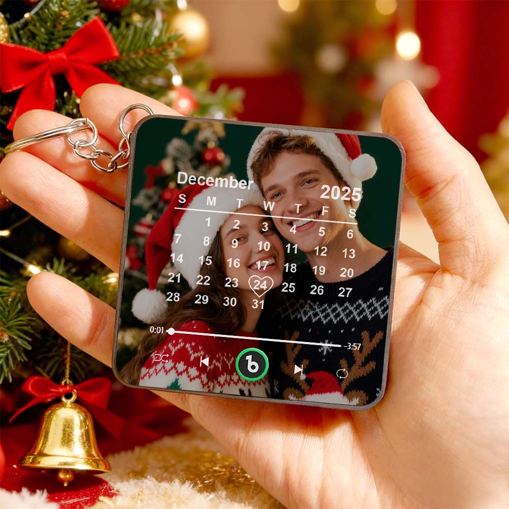 FridgeBeats Custom Photo Calendar Music Keychain Music Box Bag Charm That Plays Music Without Cell Phone Best Gifts for Her - DiyGiftly
