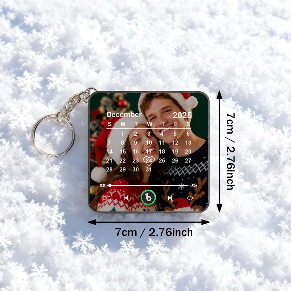 FridgeBeats Custom Photo Calendar Music Keychain Music Box Bag Charm That Plays Music Without Cell Phone Best Gifts for Her - DiyGiftly