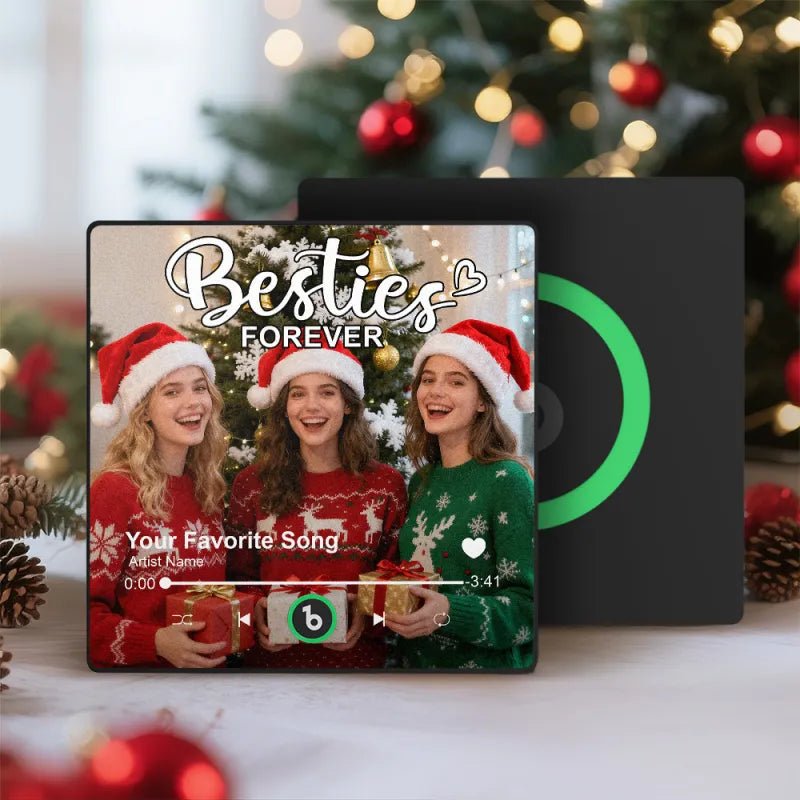 FridgeBeats Framed 4.0 Custom Besties Forever Song Magnet Personalized Music Fridge Magnet Heartfelt Christmas Gift For Best Friends - DiyGiftly