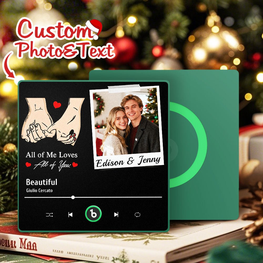 FridgeBeats Framed 4.0 Custom Photo "All Of Me Loves All Of You" Music Fridge Magnet with Colorful Frame Christmas Gifts - DiyGiftly