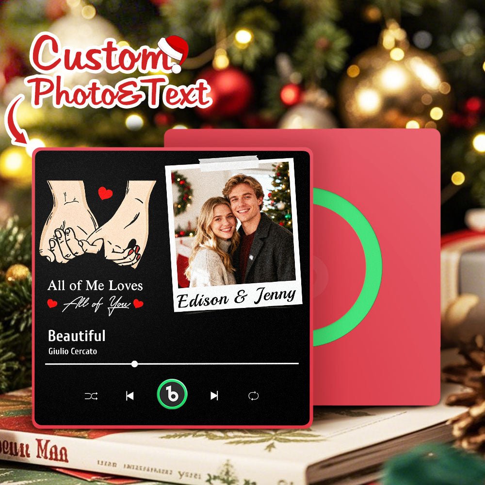 FridgeBeats Framed 4.0 Custom Photo "All Of Me Loves All Of You" Music Fridge Magnet with Colorful Frame Christmas Gifts - DiyGiftly