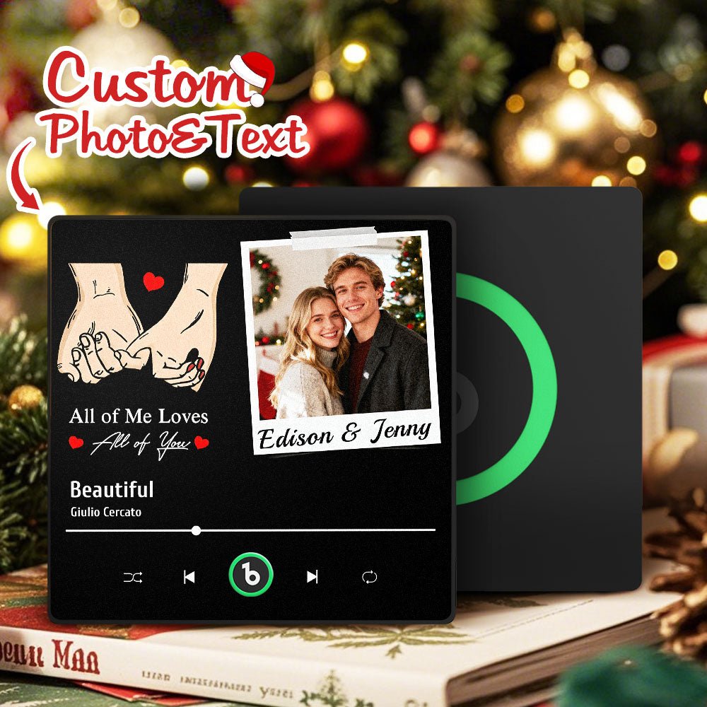 FridgeBeats Framed 4.0 Custom Photo "All Of Me Loves All Of You" Music Fridge Magnet with Colorful Frame Christmas Gifts - DiyGiftly