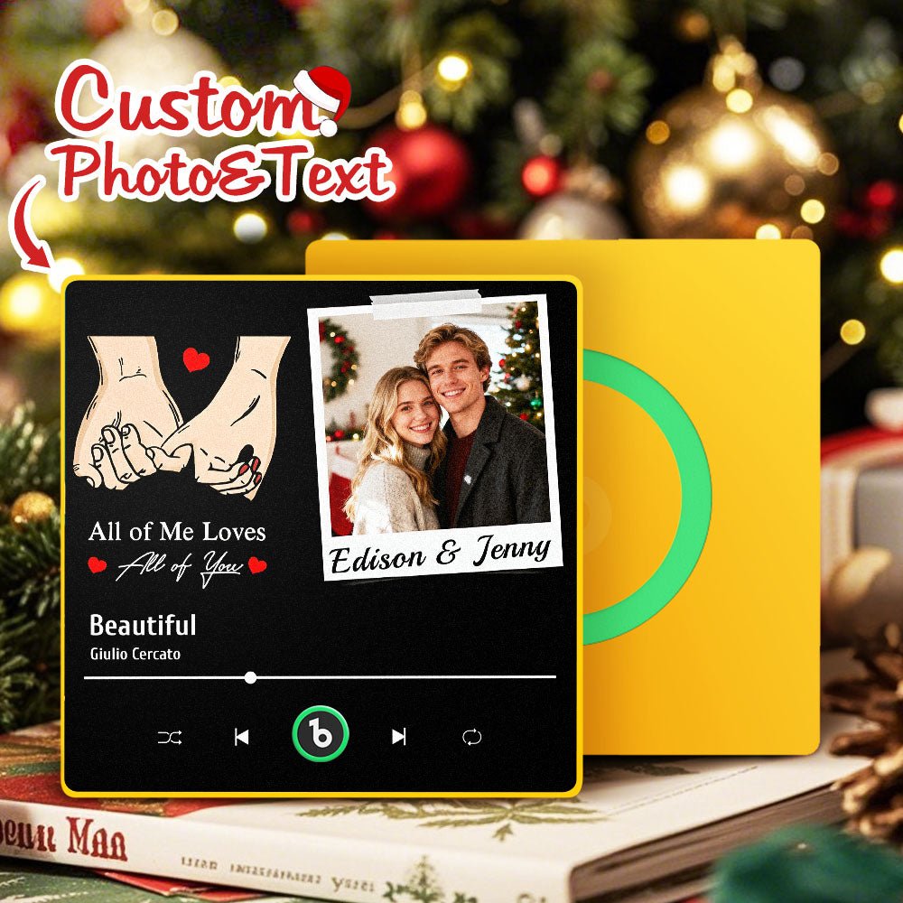 FridgeBeats Framed 4.0 Custom Photo "All Of Me Loves All Of You" Music Fridge Magnet with Colorful Frame Christmas Gifts - DiyGiftly