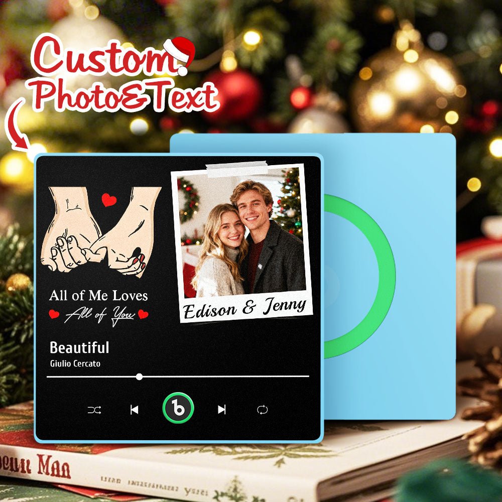 FridgeBeats Framed 4.0 Custom Photo "All Of Me Loves All Of You" Music Fridge Magnet with Colorful Frame Christmas Gifts - DiyGiftly