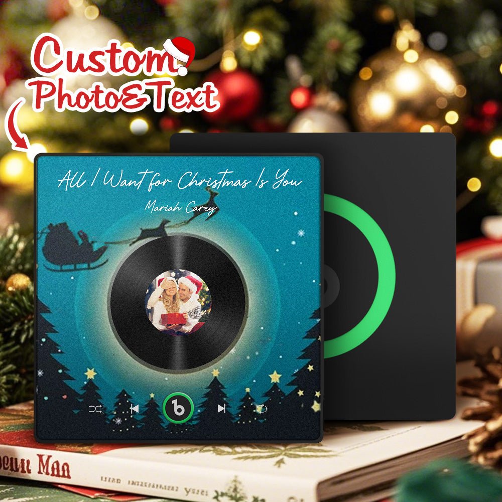 FridgeBeats Framed 4.0 Custom Photo Music Fridge Magnet Flying Santa and Reindeer Scene Album Fridge Magnet Christmas Gifts - DiyGiftly