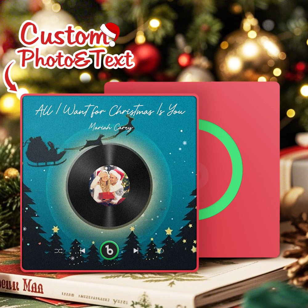 FridgeBeats Framed 4.0 Custom Photo Music Fridge Magnet Flying Santa and Reindeer Scene Album Fridge Magnet Christmas Gifts - DiyGiftly