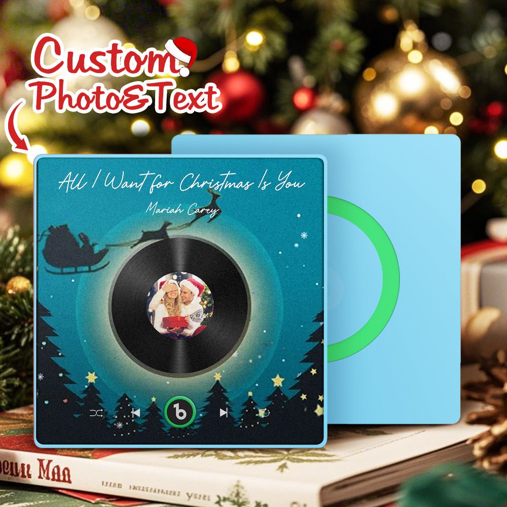 FridgeBeats Framed 4.0 Custom Photo Music Fridge Magnet Flying Santa and Reindeer Scene Album Fridge Magnet Christmas Gifts - DiyGiftly