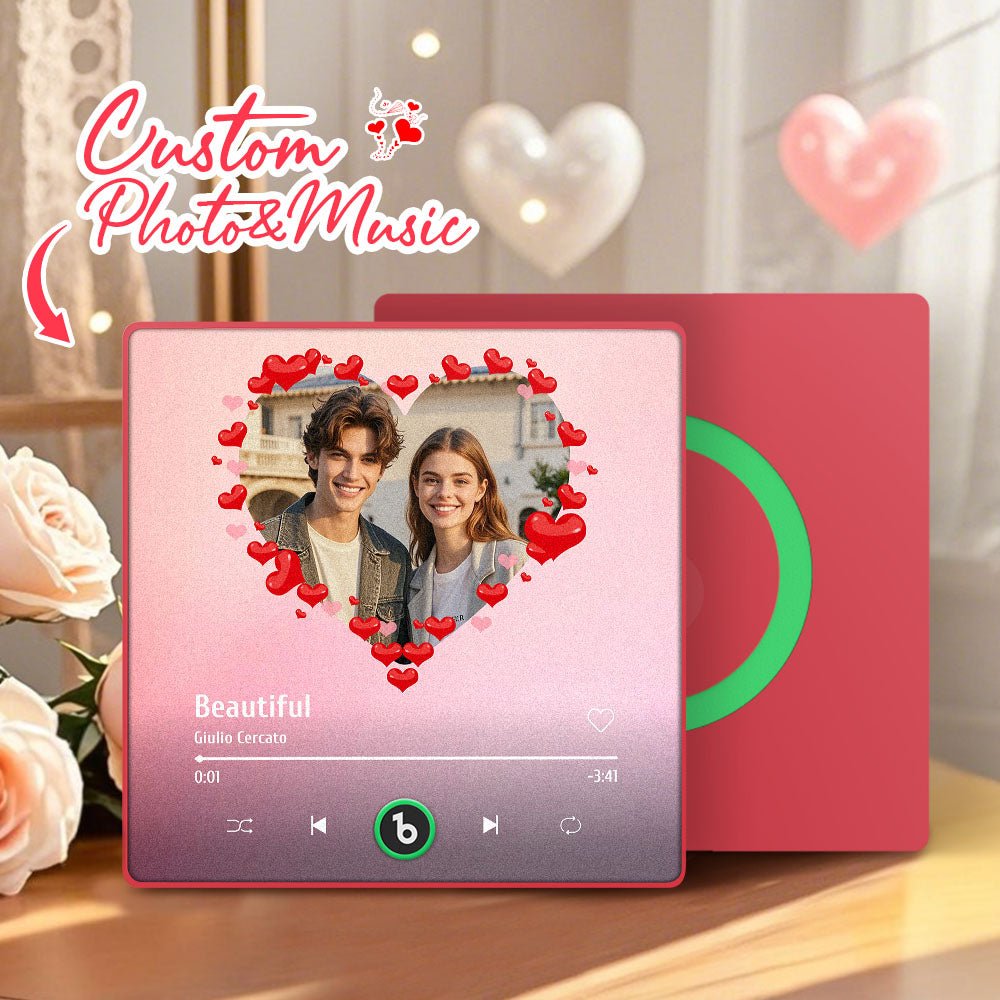 FridgeBeats Framed 4.0 Personalized Heart Style Photo Music Fridge Magnet Valentines Gift Album Fridge Magnet Music Wall Photo Sticker - DiyGiftly