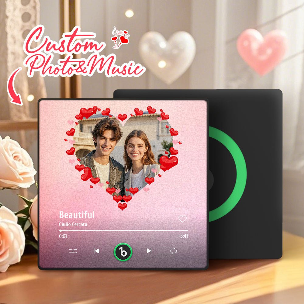 FridgeBeats Framed 4.0 Personalized Heart Style Photo Music Fridge Magnet Valentines Gift Album Fridge Magnet Music Wall Photo Sticker - DiyGiftly