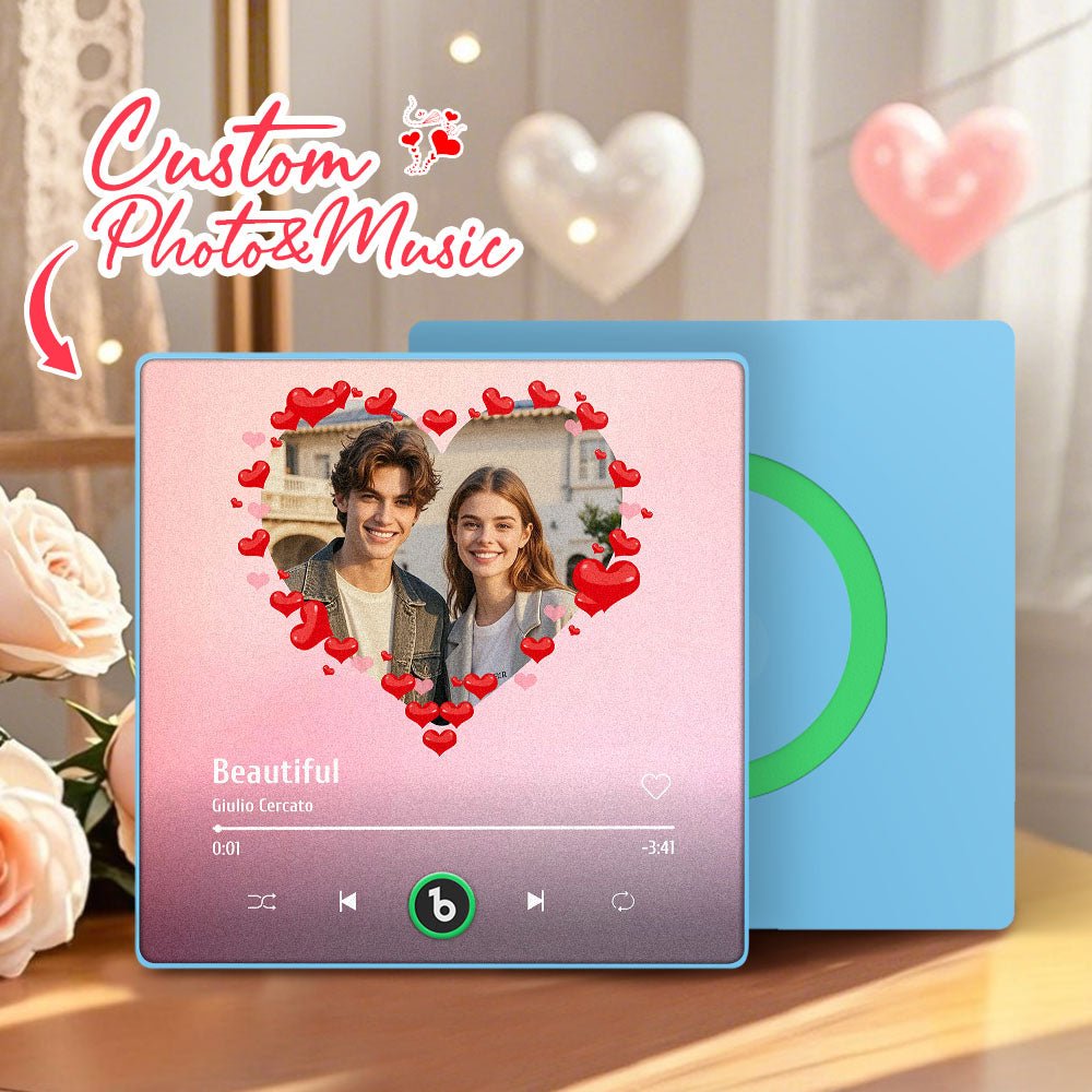 FridgeBeats Framed 4.0 Personalized Heart Style Photo Music Fridge Magnet Valentines Gift Album Fridge Magnet Music Wall Photo Sticker - DiyGiftly