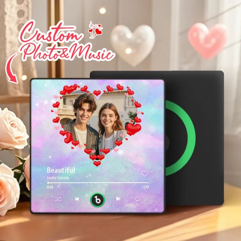 FridgeBeats Framed 4.0 Personalized Heart Style Photo Music Fridge Magnet Valentines Gift Album Fridge Magnet Music Wall Photo Sticker - DiyGiftly