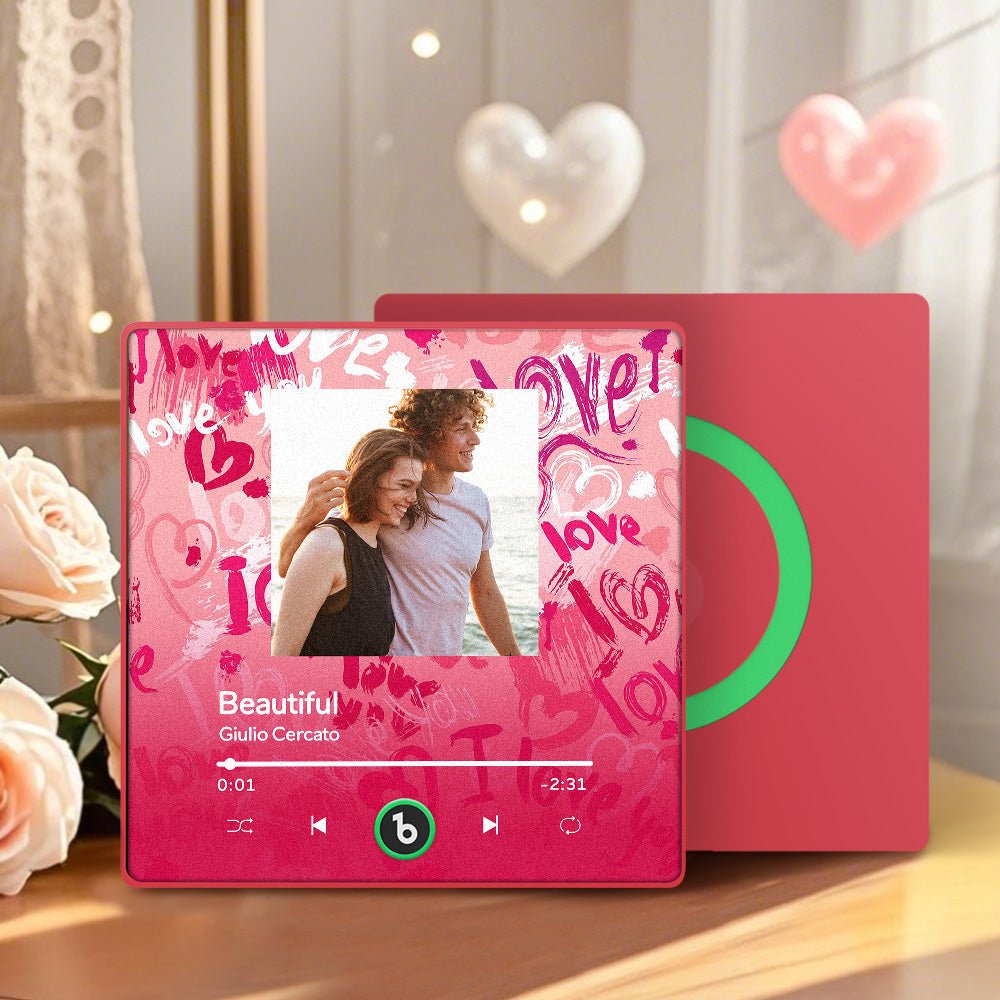 FridgeBeats Framed 4.0 Personalized Love Theme Music Fridge Magnet Valentines Gift Music Wall Photo Sticker Music Movement - DiyGiftly