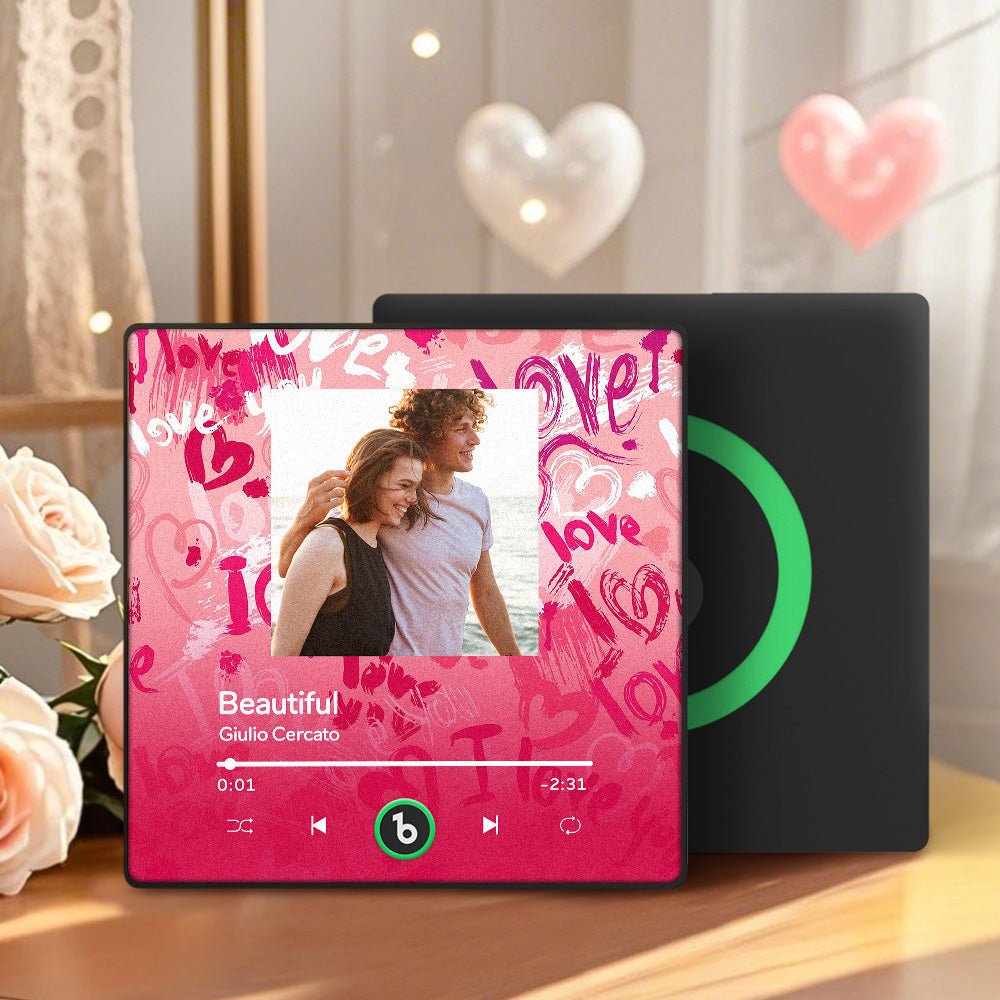 FridgeBeats Framed 4.0 Personalized Love Theme Music Fridge Magnet Valentines Gift Music Wall Photo Sticker Music Movement - DiyGiftly