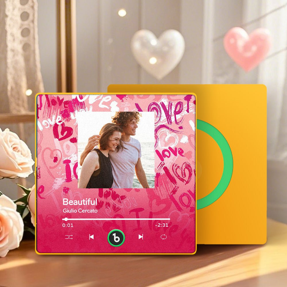 FridgeBeats Framed 4.0 Personalized Love Theme Music Fridge Magnet Valentines Gift Music Wall Photo Sticker Music Movement - DiyGiftly