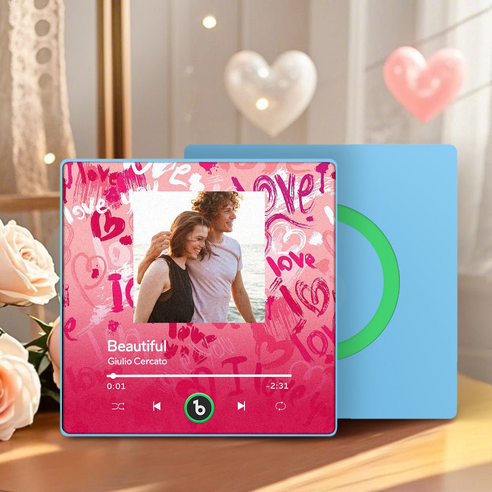 FridgeBeats Framed 4.0 Personalized Love Theme Music Fridge Magnet Valentines Gift Music Wall Photo Sticker Music Movement - DiyGiftly